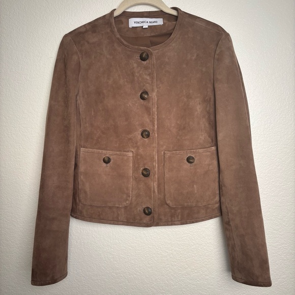 NEW! Veronica Beard Andrea Tailored Suede Lambskin Leather Button Front Jacket 6 - Picture 6 of 9